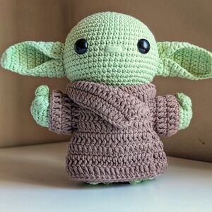 Grogu / Yoda Crocheted Green and Brown Plush Toy